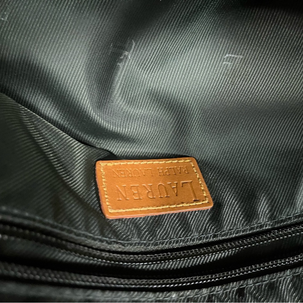 Ralph Lauren Olive Green Suede Tote with Tan Leather Handles - Picture 6 of 7